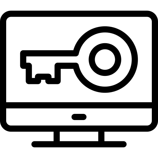 Computer padlock key safety icon