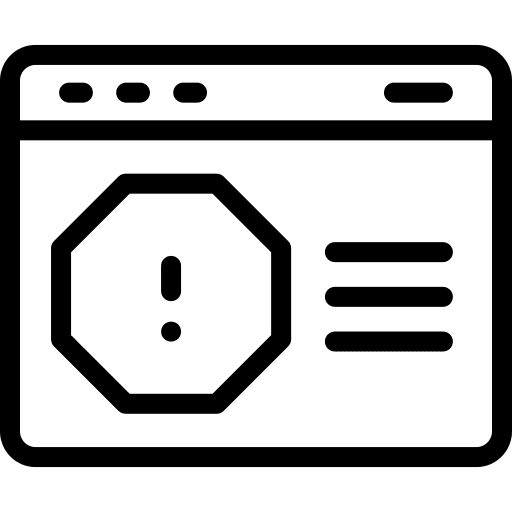 Window warning browser exclamation mark icon