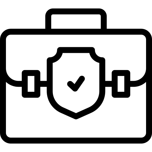 Shield briefcase protection luggage icon