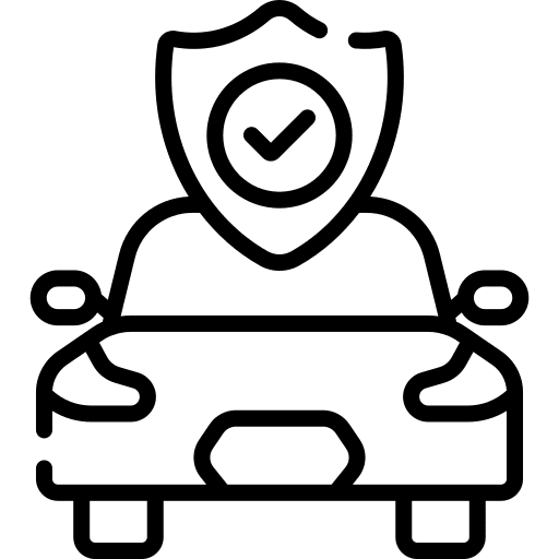 Car insurance protection check mark transport icon