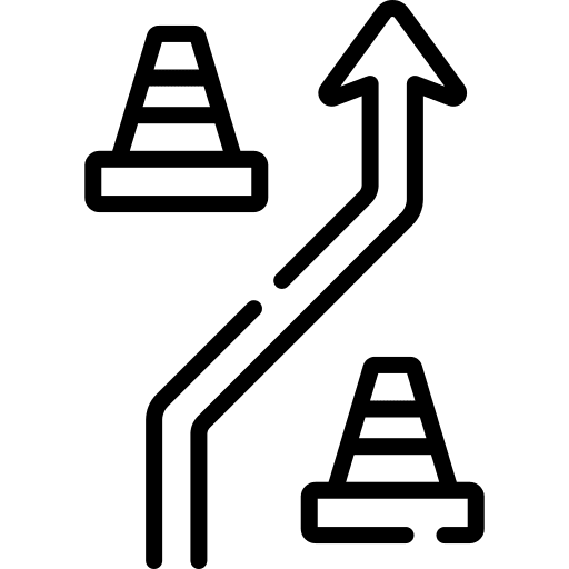 Driving school track driving turn icon