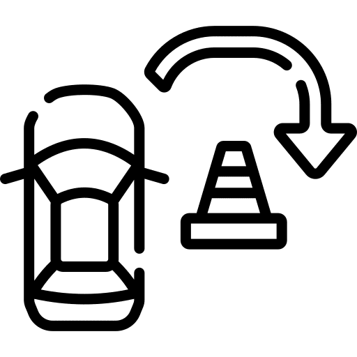 Maneuver traffic cone drive driving school icon