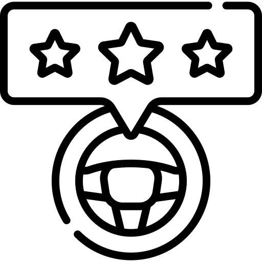 Rating steering wheel driving school quality icon