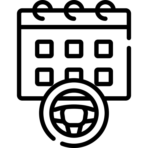 Calendar driving school calendar steering wheel icon