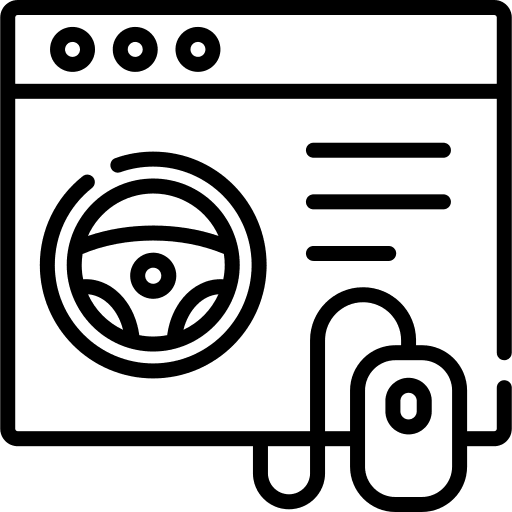 Driving school exam testing interface icon