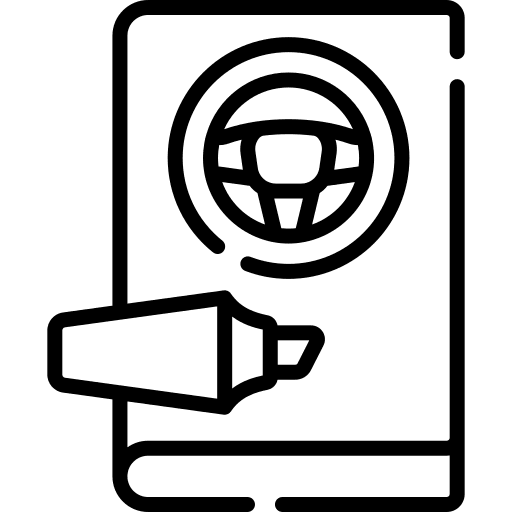 Driving school steering wheel study vehicle icon