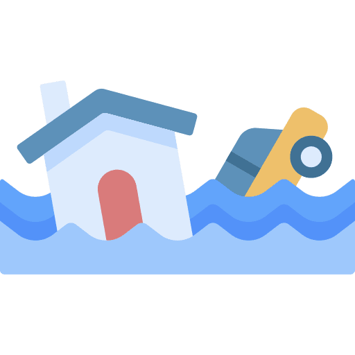 Flood disaster home inundation icon