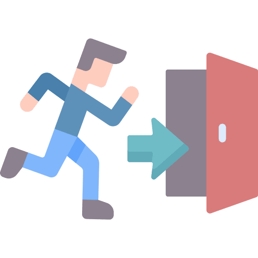 Evacuation leave direction signs icon