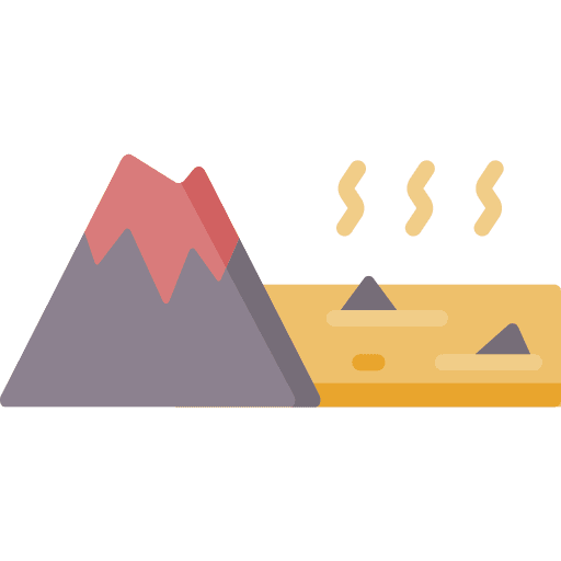 Lava mountain explosion disaster icon