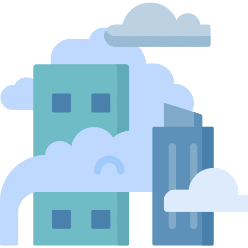 Smog town building smog icon