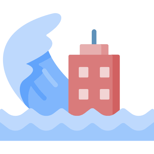 Tsunami global warming earth home icon