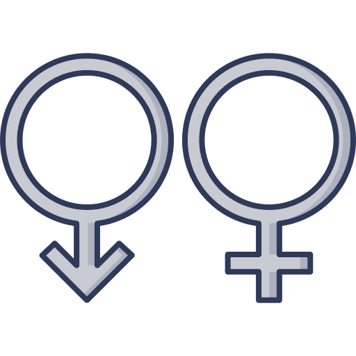 Male and female male sex shapes and symbols icon