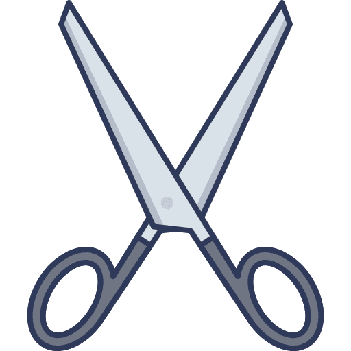 Scissors cut healthcare and medical tools and utensils icon