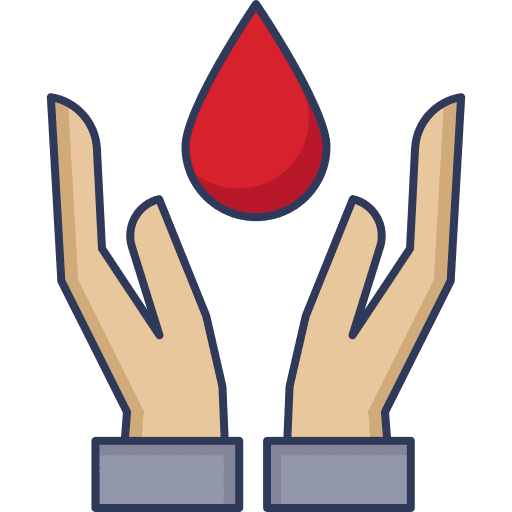 Blood donation blood hand blood drop icon