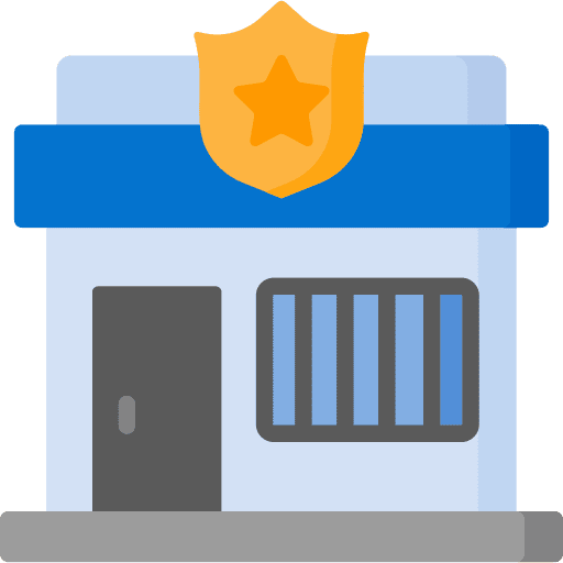 Police station architecture and city prison building icon