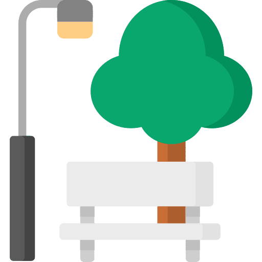 Park street light bench tree icon
