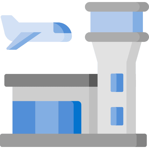 Airport building control room control tower icon