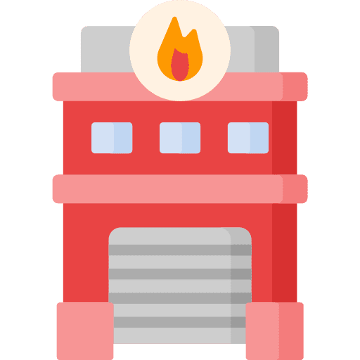 Fire station architecture and city building fire station icon
