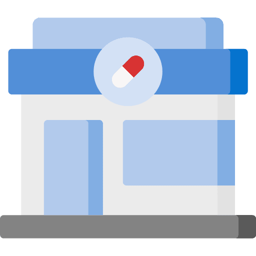 Pharmacy medicine dispensary architecture and city icon