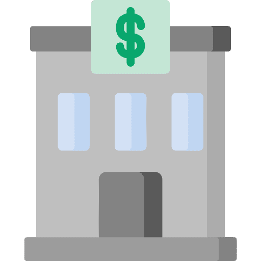 Bank architecture and city business and finance bank icon