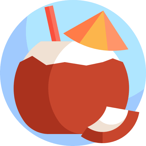 Coconut straw juice drink icon