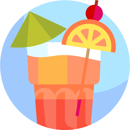Tequila sunrise food and restaurant orange slice umbrella icon