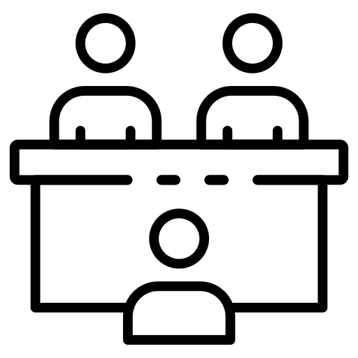 Interview people table meeting icon