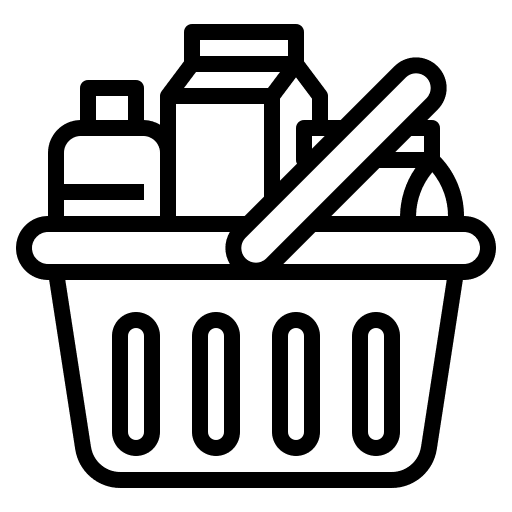 Grocery food and restaurant basket supermarket icon