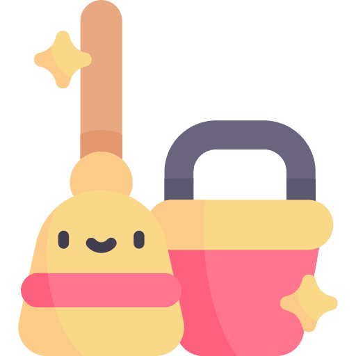 Clean house broom bucket furniture and household icon