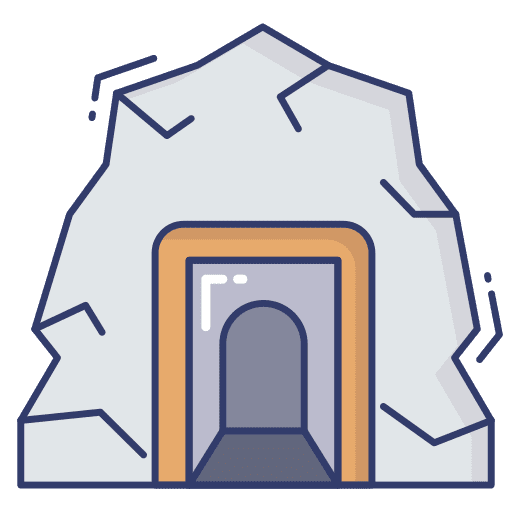 Cave landscape construction and tools mining icon