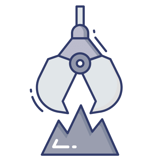 Rock crane machine scrapyard icon