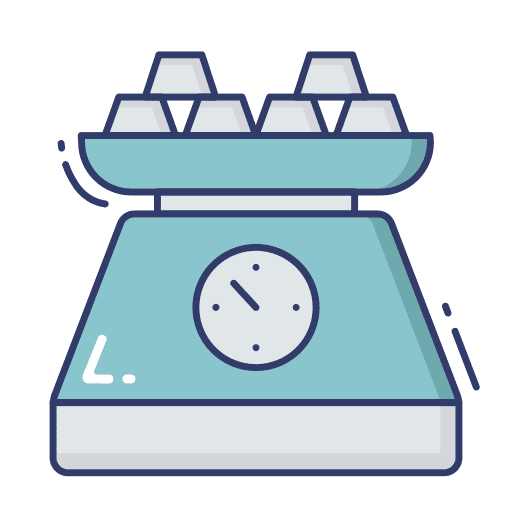 Weight scale measure gold ingots construction and tools icon