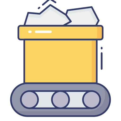 Mine cart mine cart construction and tools conveyor belt icon