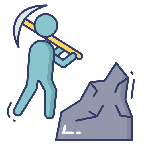Miner job stick man pickaxe icon