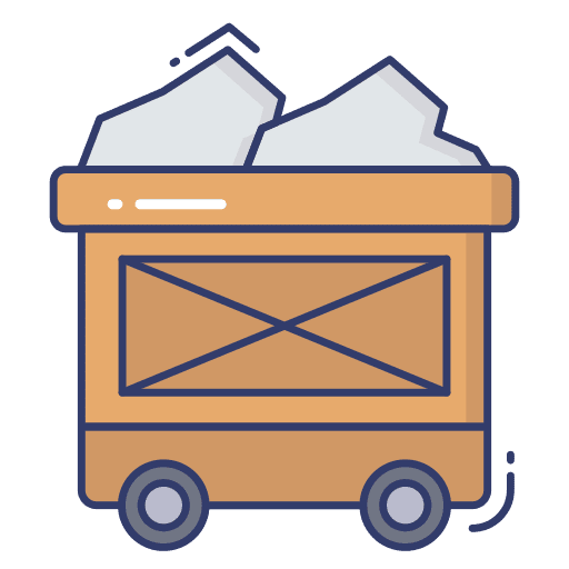 Mining cart industry coal construction and tools icon