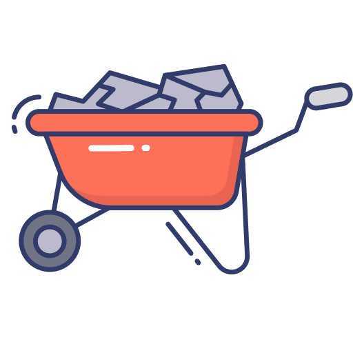 Wheelbarrow construction and tools cart coal icon