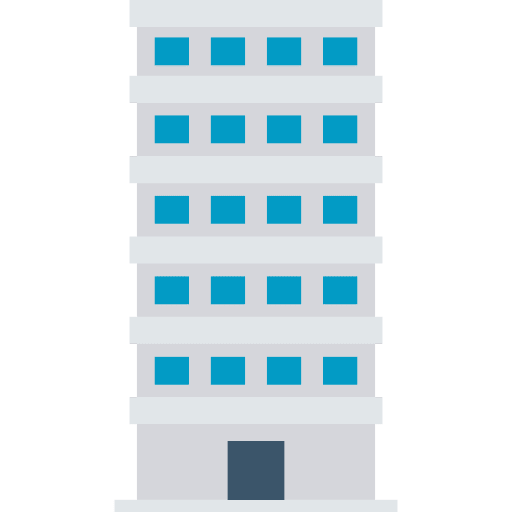 Building apartment flat architecture and city icon
