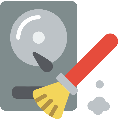 Hard drive time and date cleanup feather duster icon