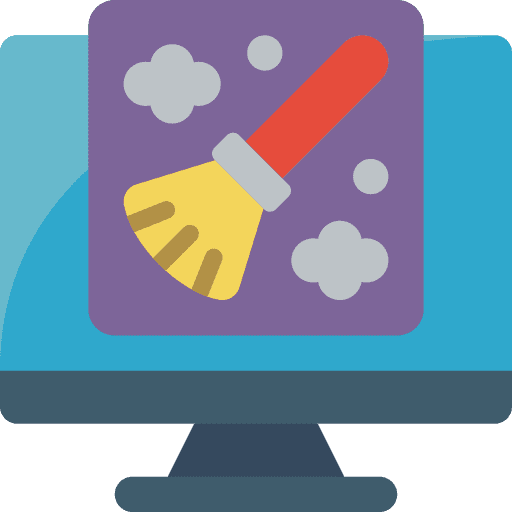 Desktop computer time and date cleaner installed icon