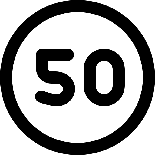 Speed limit road sign fifty traffic sign icon