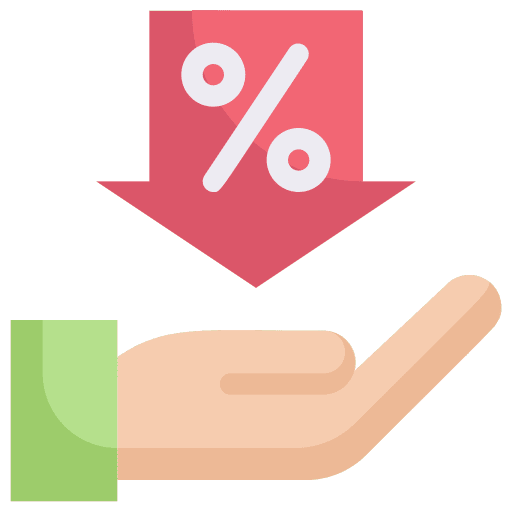 Bargain bargain sales down arrow icon