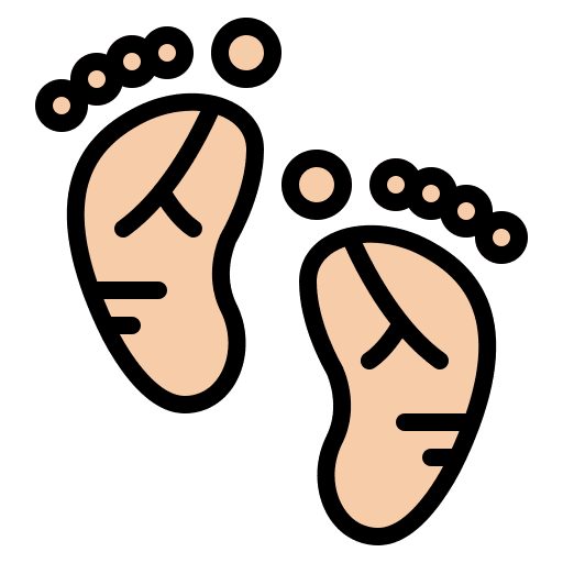 Footprint kid and baby feet kid icon