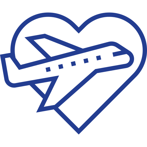 Honeymoon airplane trip love and romance icon