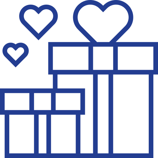 Wedding gift love and romance heart present icon