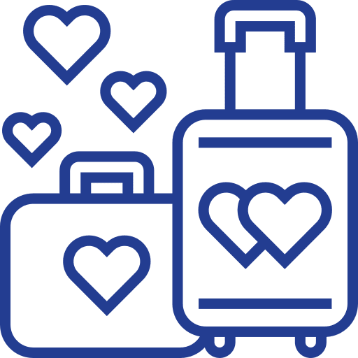 Honeymoon heart love and romance travel icon