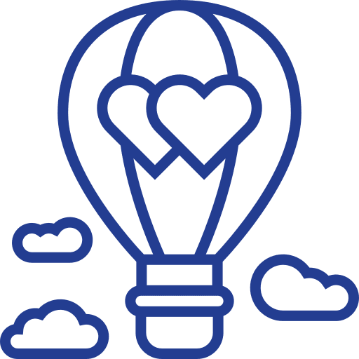 Hot air balloon love and romance altitude flight icon