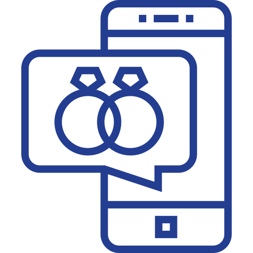 Message conversation wedding rings love and romance icon