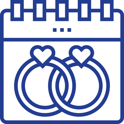 Wedding day calendar event wedding rings icon