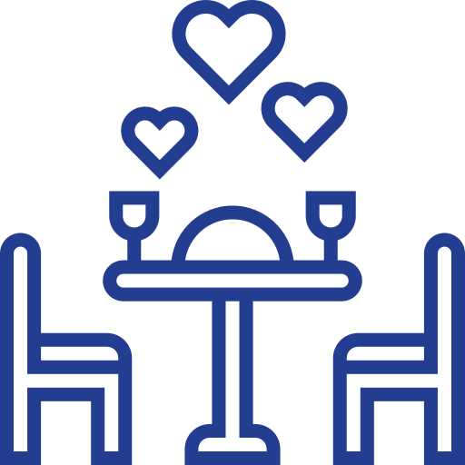 Romantic dinner hot food dinner table icon