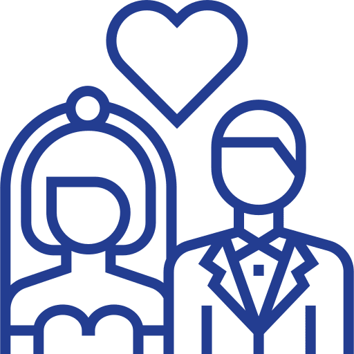 Wedding couple man heart love and romance icon